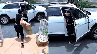 Florida Porch Pirate Caught on Camera Stealing 4 Packages From Front Porch Cops [upl. by Annauqaj]