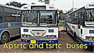 Long distance Apsrtc and Tsrtc buses at Maddilapalem bus station visakhapatnam [upl. by Yorick]