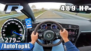 489HP VW GOLF R MK7 on AUTOBAHN NO SPEED LIMIT by AutoTopNL [upl. by Eivlys]