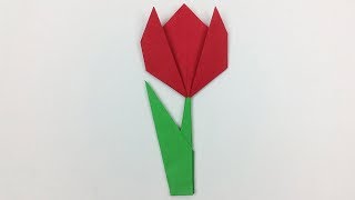 Easy Origami Paper Tulip 🌷 Flower Tutorial  How to Make Origami Paper Flowers 🌷  Easy Crafts DIY [upl. by Supmart606]