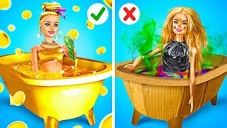 EXTREME DOLL MAKEOVER CHALLENGE 💖 Riche vs Poor Edition 😍 Incredible DIY Ideas by 123 GO [upl. by Atinniuq]