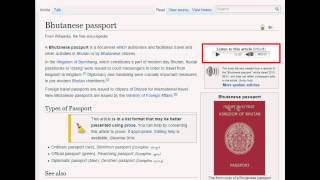 Bhutanese Passport  Wiki Audio w text [upl. by Irelav]