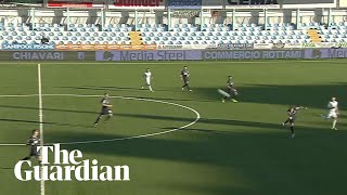 Cremonese player scores extraordinary goal from own half in Serie B [upl. by Kenna]