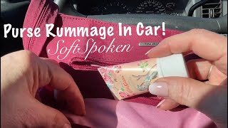 ASMR Purse Rummage SoftSpoken Close up purse rummage in the car Makeup keys amp so much more [upl. by Kahaleel960]