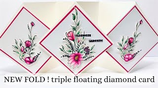 NEW FOLD triple floating diamond card [upl. by Licna178]