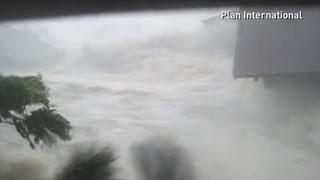 Dramatic footage Moment Typhoon Haiyan washes away Philippines house [upl. by Birkett]