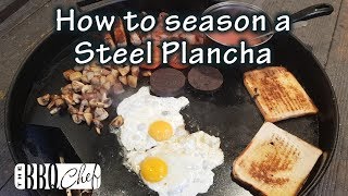 How to season a Steel Plancha on a Weber Kettle BBQ by the BBQ Chef [upl. by Grof]