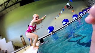 Diving Headlong Elizabeth 4 yo Shows off her new favorite thing to do in the pool [upl. by Pudendas]