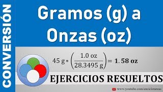 Conversión de gramos g a onzas oz  g a oz [upl. by Lavella]