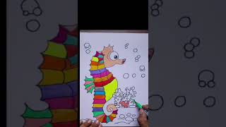 Seahorse Drawing And Colouring For Kids And Toddlers [upl. by Akram]