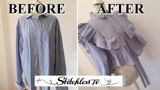 DIY Refashion Mens Shirt into a Ruffle top [upl. by Noremac750]