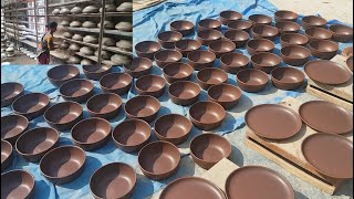 Pottery Factory  Modern Pottery Clay Work By Women  Fast amp Perfect Cookware Making [upl. by Gibe]