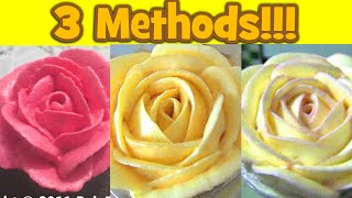 How to Pipe Buttercream Roses 3 METHODS buttercream flowers [upl. by Watkin]