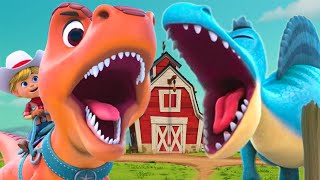 Enfrentamiento Épico ¡TREX VS SPINOSAURUS  Dino Ranch Español [upl. by Ahcmis]