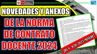 NOVEDADES Y ANEXOS PARA LA CONTRATACIÓN DOCENTE 2024  DS N° 0202023MINEDU [upl. by Acsecnarf]