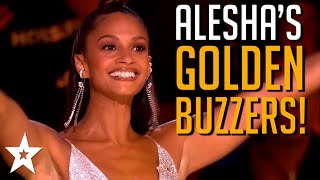 ALL ALESHA DIXONS GOLDEN BUZZER Auditions from Britains Got Talent [upl. by Annaierb]