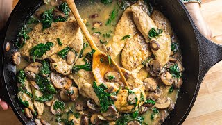 Creamy Garlic Mushroom Chicken  One Pan Recipe [upl. by Aineval]