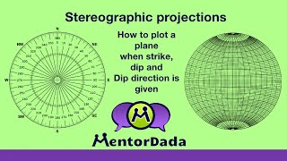 Stereographic projection  Structural Geology  How to plot a Plane in Stereonet  Type 1 [upl. by Banwell472]