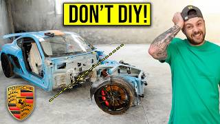 REBUILDING THE WRECKED PORSCHE GT4 I CUT INTO 2 [upl. by Xirtaeb]