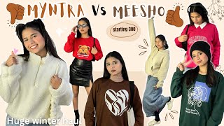 Huge MEESHO amp MYNTRA Winter Haul🥶🤯 Sweatshirt amp Sweater Haul  Try on Haul  Anshvirpandit [upl. by Ezzo343]