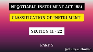 Classification of Negotiable Instrument  negotiableinstrument [upl. by Trill]