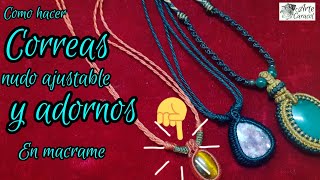 como hacer correas con nudo ajustable y adorno con hilotutorial macraméDIY [upl. by Sateia745]