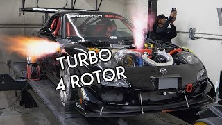 Turbo 4 Rotor RX7 SCREAMS on the Dyno  Mazzei Formula [upl. by Jaclin438]