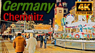 Chemnitz Germany  Walking Tour in Christmas Market 2023  Chemnitz 4K  A Walk In Chemnitz [upl. by Finah]