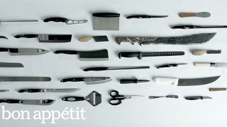 25 Knives 47 Knife Skills  Bon Appetit [upl. by Pfosi]