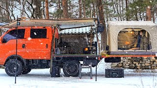 Amazing Truck Tent Camping in Heavy Snow [upl. by Carothers547]