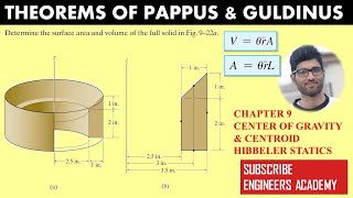 Theorems of pappus and Guldinus  CENTROID  Chapter 9  Hibbeler Statics 14th Engineers Academy [upl. by Norabal]