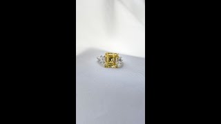 350ct Asscher Yellow Diamond ThreeStone Ring How Its Made [upl. by Tuck]