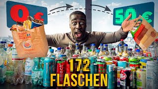 1 Tag lang Pfandflaschen GELD sammeln  SELBSTEXPERIMENT [upl. by Eira]