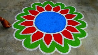 2024 new year kolam design🌹new year muggulu🌹5X3 margazhi colour kolam design🌹easy new year rangoli [upl. by Airitak]