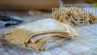 Como hacer Pasta Wonton  Homade Wonton Wrappers Recipe l Kwan Homsai [upl. by Schinica]