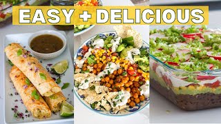 Mexican Inspired Vegan Recipes ☀️ OVEN BAKED TAQUITOS 7 LAYER DIP and More [upl. by Anael]