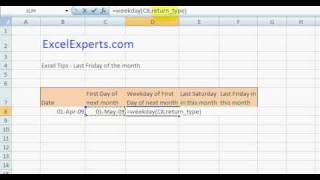 ExcelExpertscom  Excel Tips  Last Friday of the month [upl. by Fanechka]