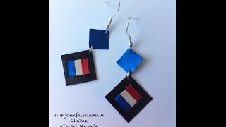 DIY Coffee pod Commentfaire des boucles doreilles drapeau Français [upl. by Adnauqahs993]