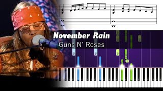 Guns N Roses  November Rain  Accurate Piano Tutorial with Sheet Music [upl. by Cirnek]