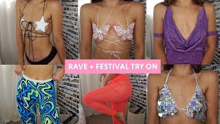 Rave  Festival Clothing Try On Haul  Dollskill Elsie amp Fred  More [upl. by Norvil]