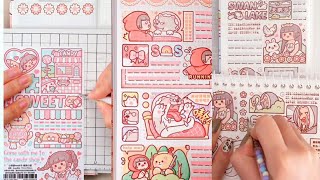 🍰 ASMR RELAXING Creative Aesthetic STICKER Journals Asmr 🌷✨💗 [upl. by Anuaek]