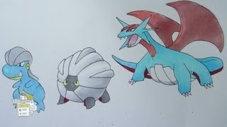 How to draw Pokemon No 371 Bagon No 372 Shelgon No 373 Salamence [upl. by Deegan873]