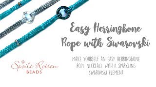 Herringbone Stitch Beaded Necklace with Swarovski  Beading Tutorial [upl. by Adnovay408]