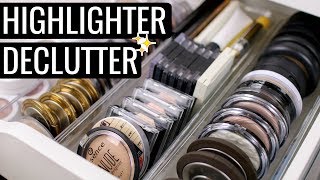 MAKEUP DECLUTTER 2018 HIGHLIGHTERS [upl. by Ennaeed502]