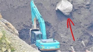 Excavator Digging Loading Screening Sand Into Dump Truck Kobelco SK200 [upl. by Oeht]