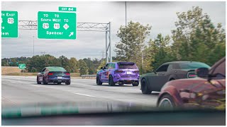 Hellcat Charger amp Charger Scatpack 392s chasing Trackhawk on the Highway [upl. by Benedetto]