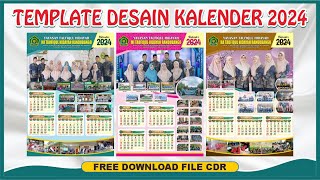 TEMPLATE DESAIN KALENDER 2024  KALENDER 3 BULANAN  FREE DOWNLOAD CDR  ZAFIRA STUDIO  COREL DRAW [upl. by Nylaras]