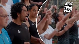 Watch the New Zealand Olympic team welcome their athletes with traditional chant [upl. by Vatsug204]