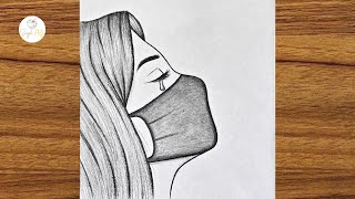 Beautiful girl with mask drawing  Pencil sketch for beginners  Easy drawing step by step [upl. by Adriena797]