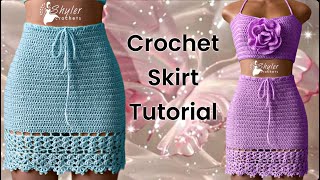 Crochet skirt tutorial with pretty lace trim [upl. by Mansoor]